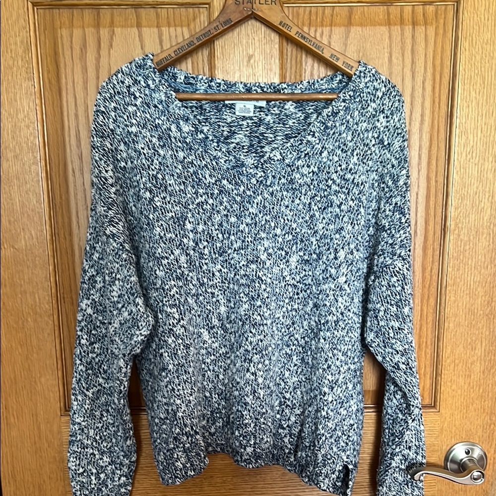 Blue and White Knit Sweater